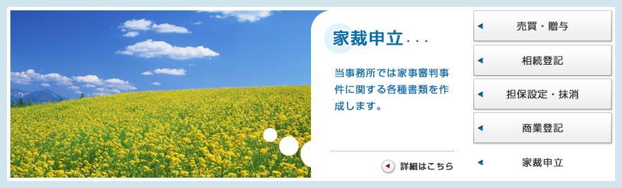 家裁申立・・・当事務所では家事審判事件に関する各種書類を作成します。